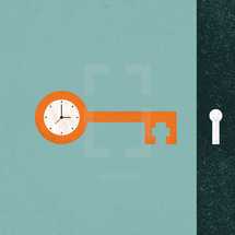 key and clock conceptual illustration. 