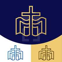 Bible and cross logo