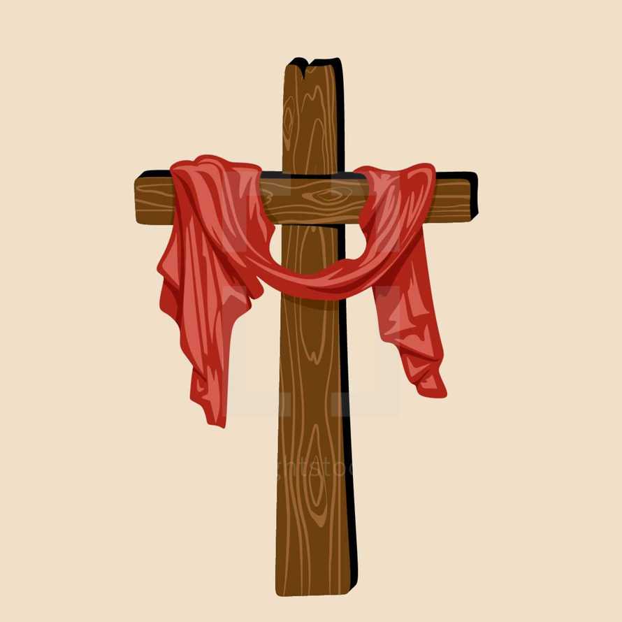 cross with red swag 
