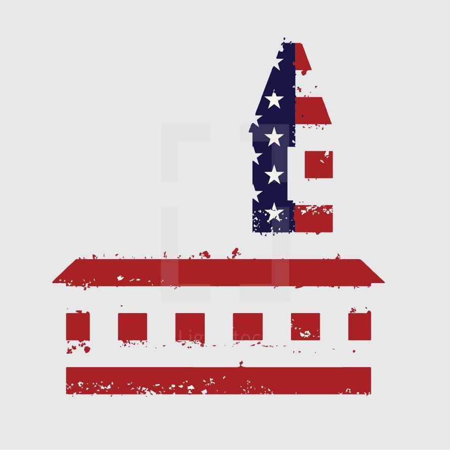 church and American flag icon