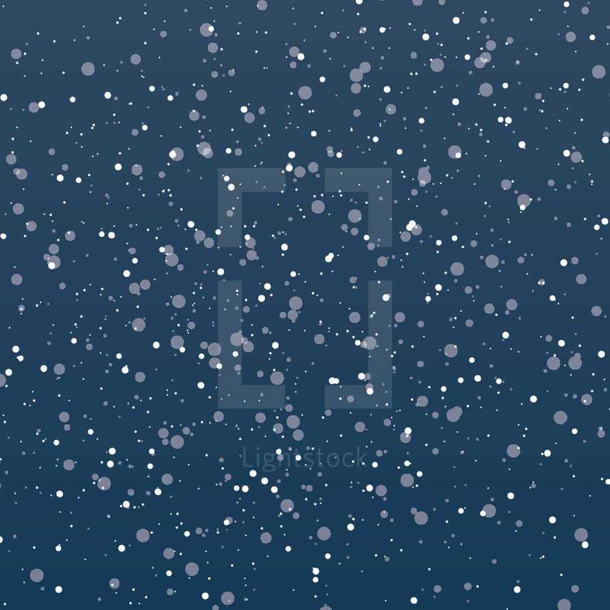 illustration of falling snow at night.