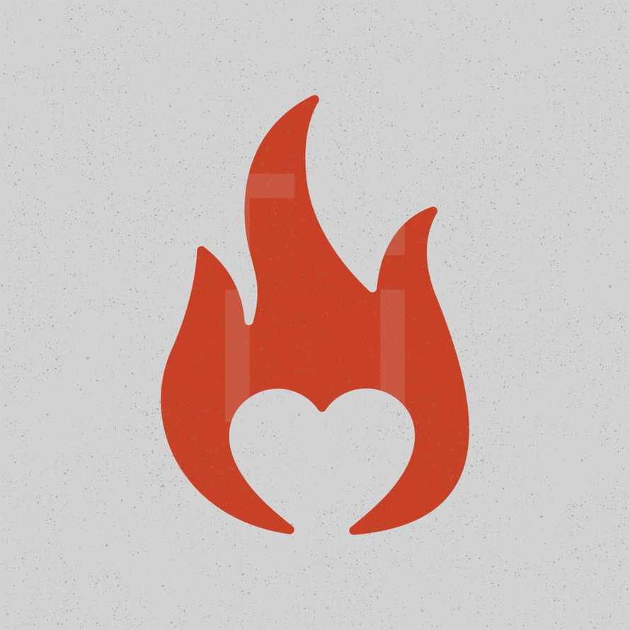 cutout of a heart in a flame