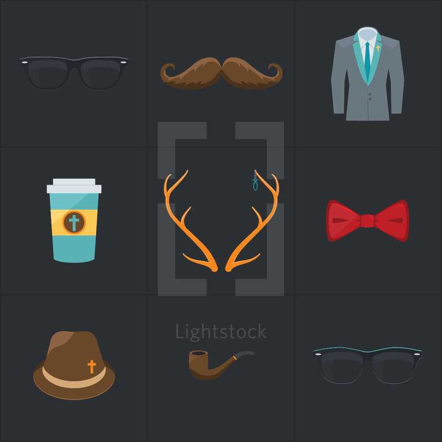 Father's Day hipster icons for Dad