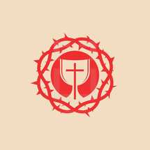 communion, crown of thorns, cross, red, icon
