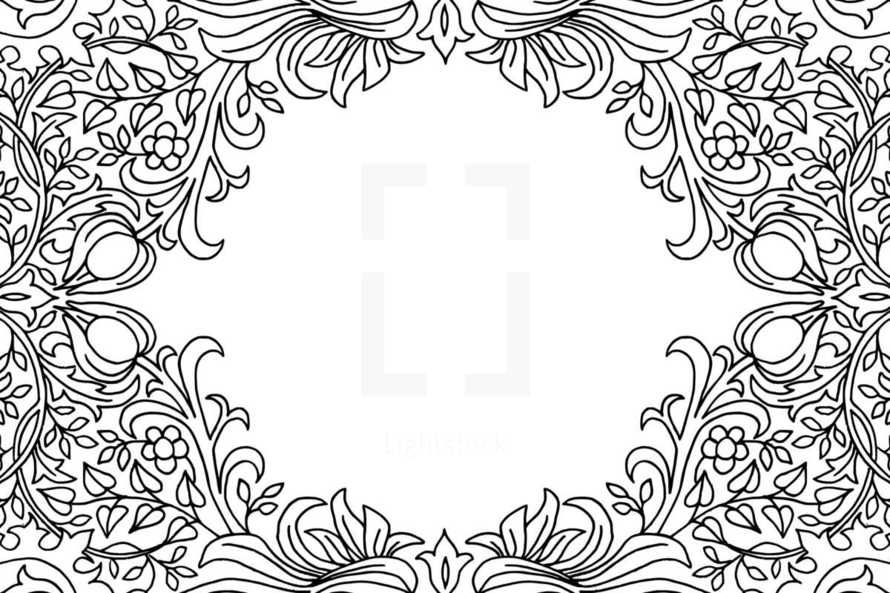 floral frame in black and white 