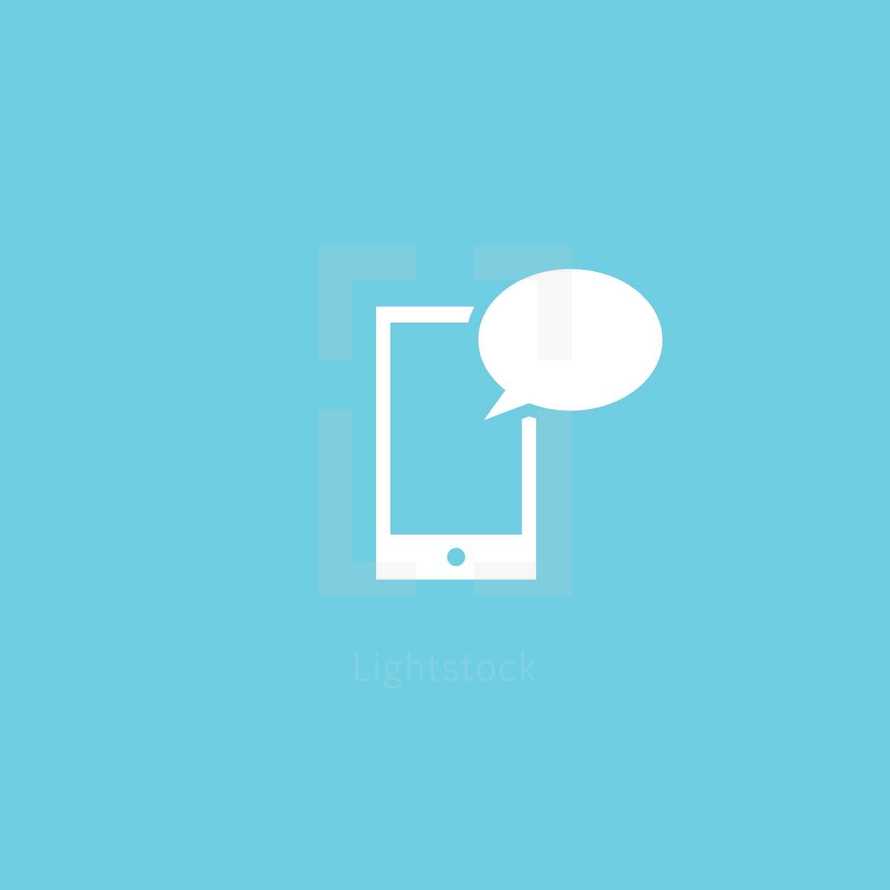 talk bubble and phone icon