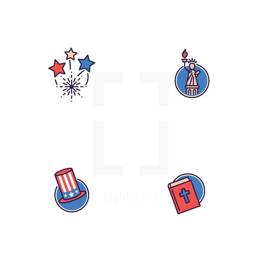 Fourth of July icons 