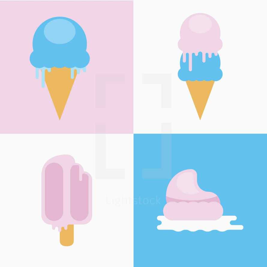 melting ice cream icons 