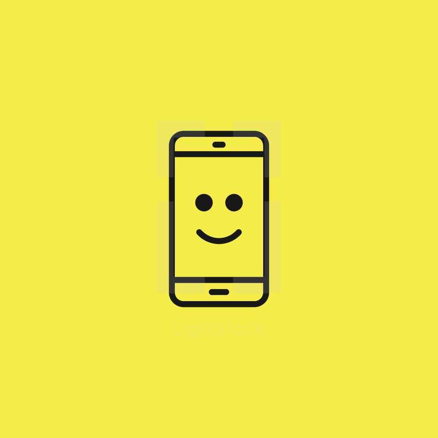 happy face on cellphone screen 