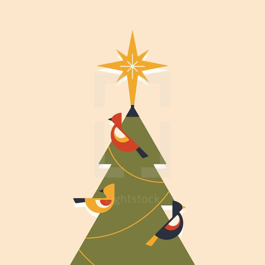 Christmas tree with birds 