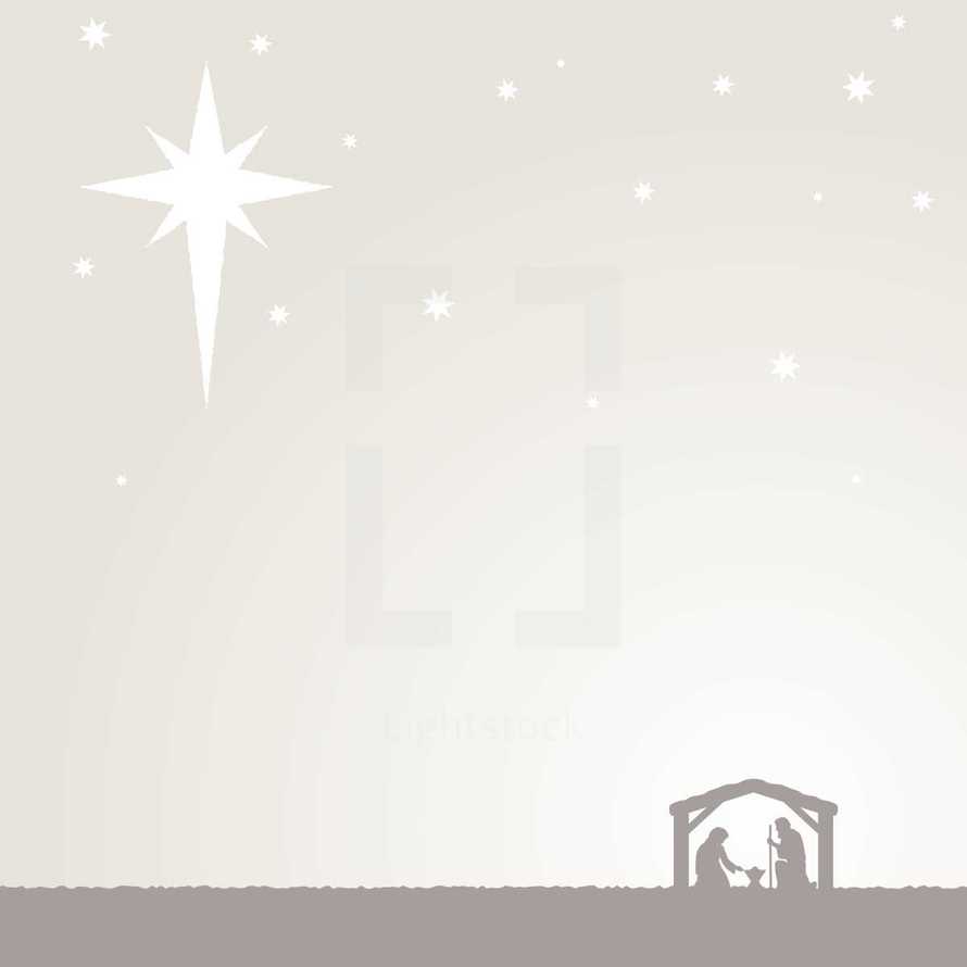 A Christmas background with the star and nativity.