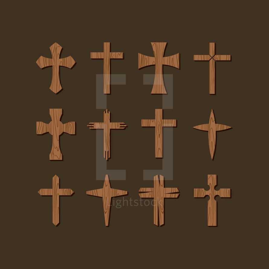 wooden crosses icons 