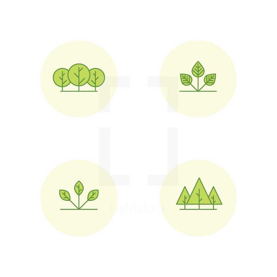 trees and nature icons.