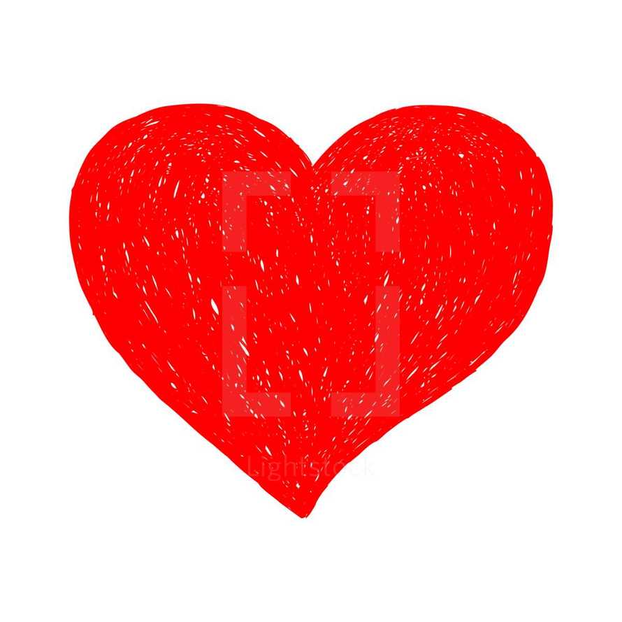 Red heart drawing is created with a ballpoint pen from the hand. Quick and easy recolorable shape isolated from the white background. The design graphic element saved as a vector illustration in the EPS file format for used in your design projects. 