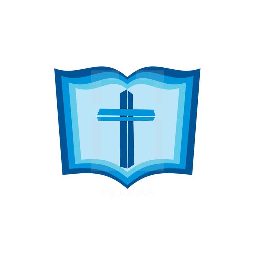 Bible and cross in blue 