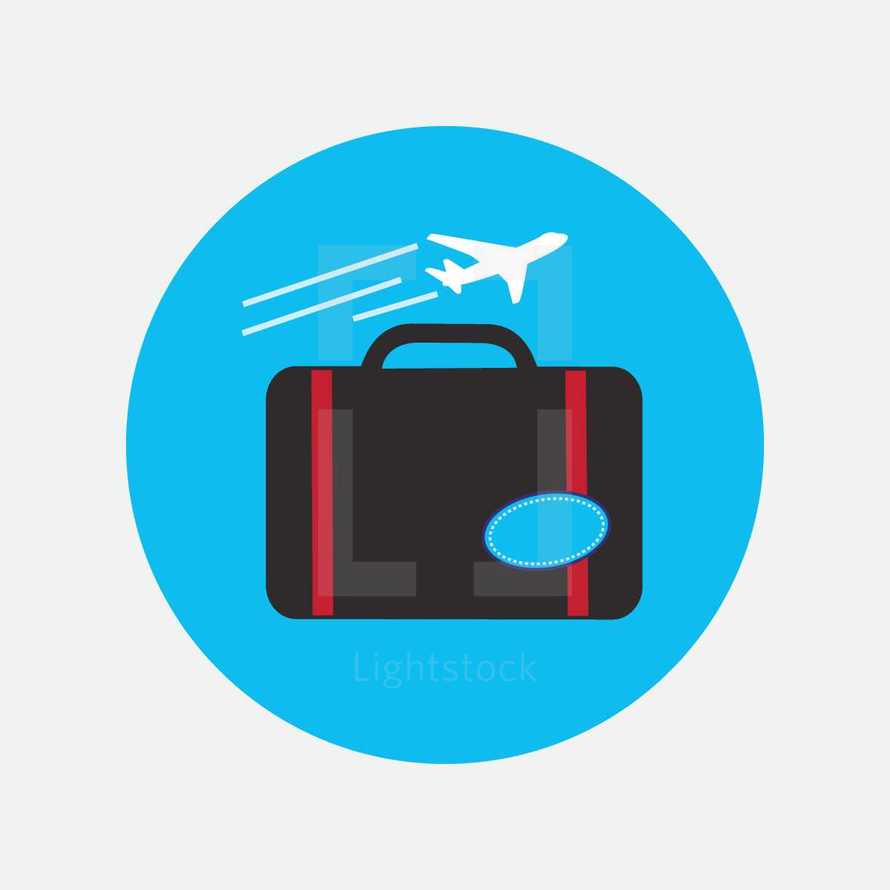 airplane and luggage travel icon