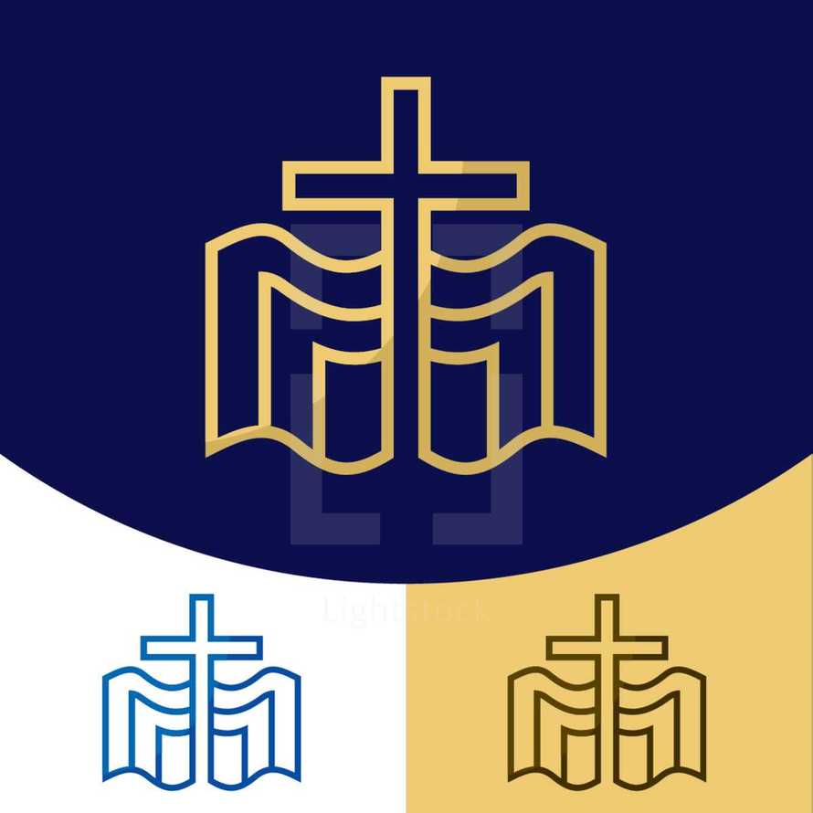 Bible and cross logo