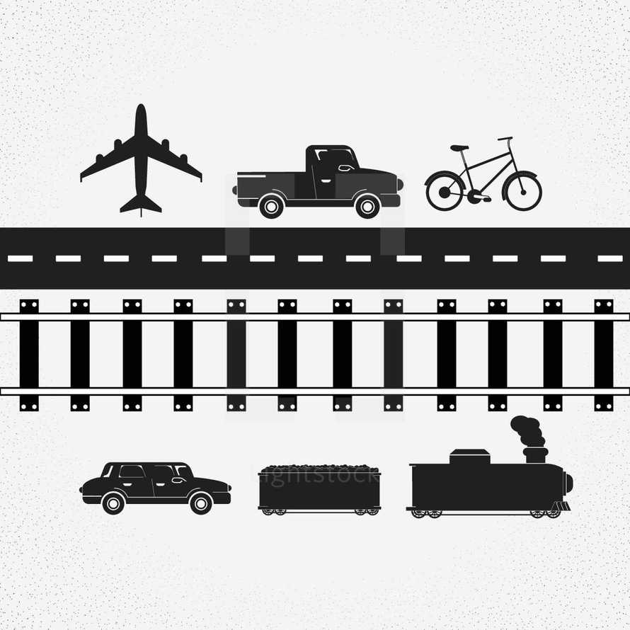 A collection of vectors based around transportation.