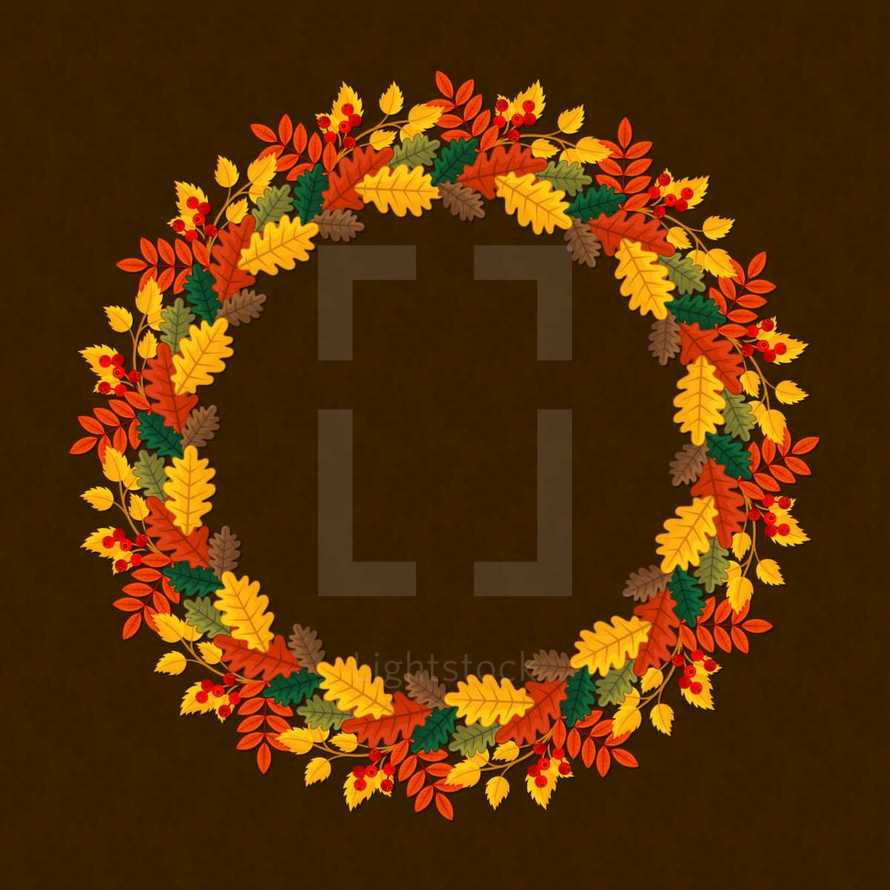 fall leaves wreath icon