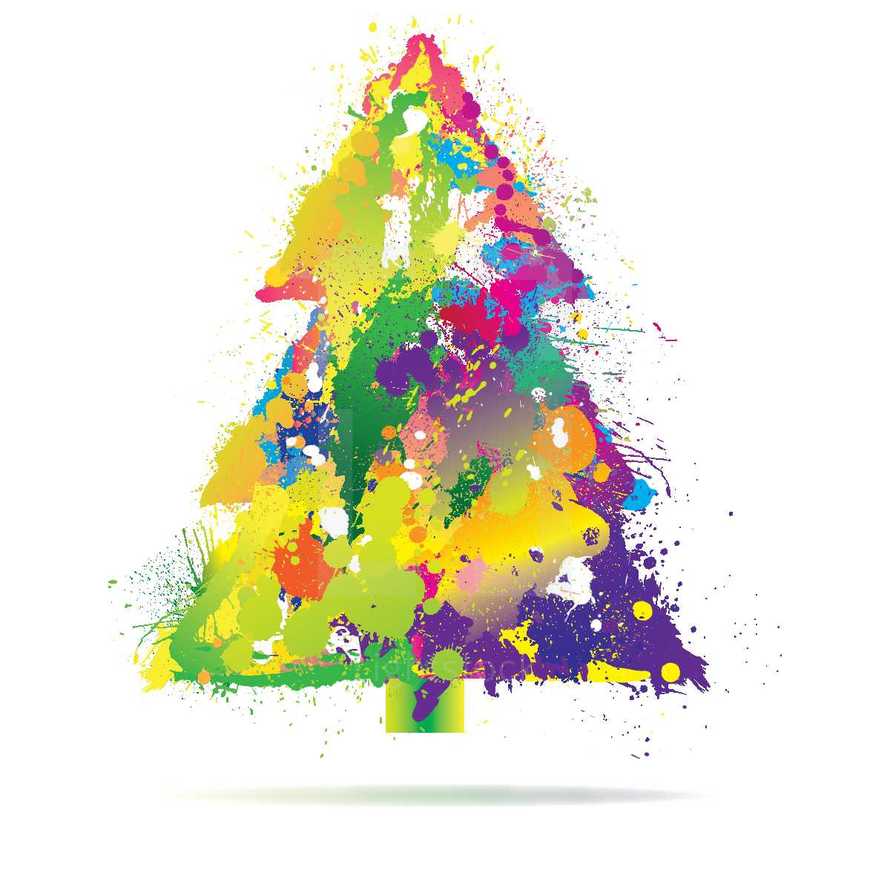 Christmas tree paint splatter 