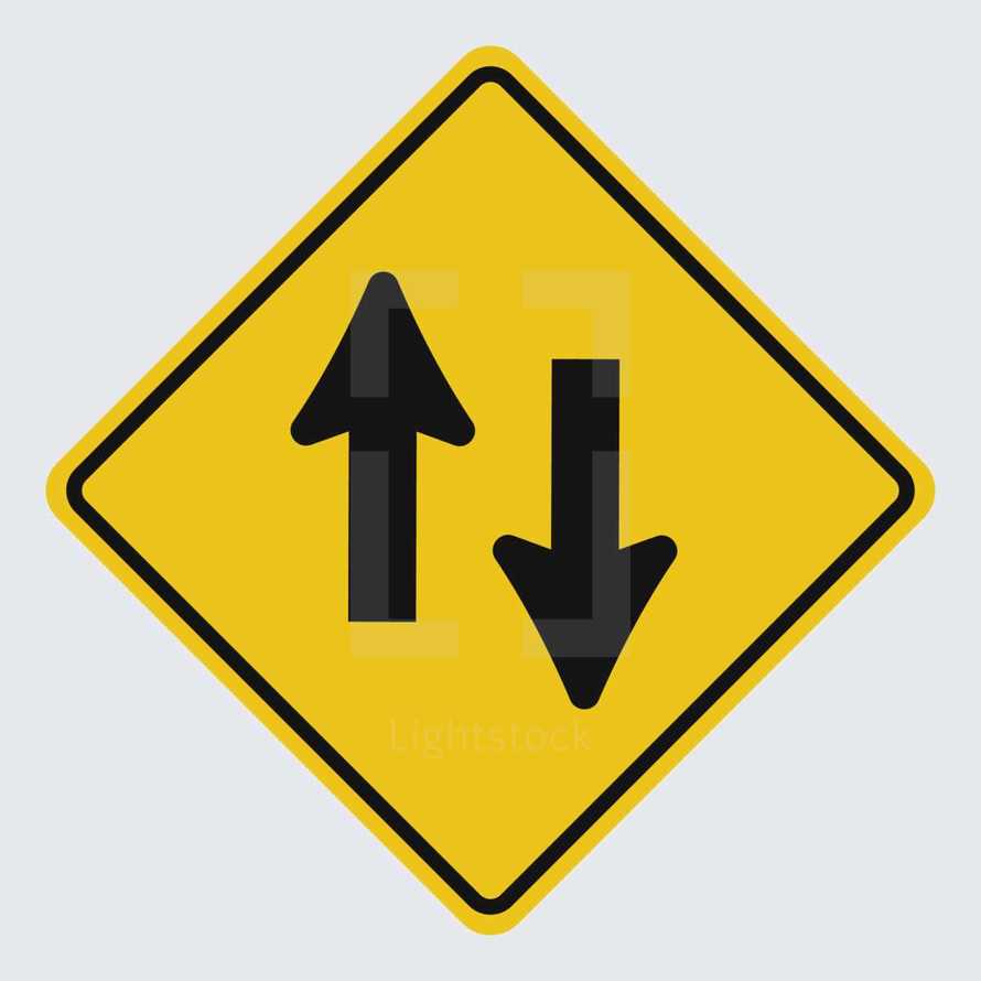 two way traffic sign 