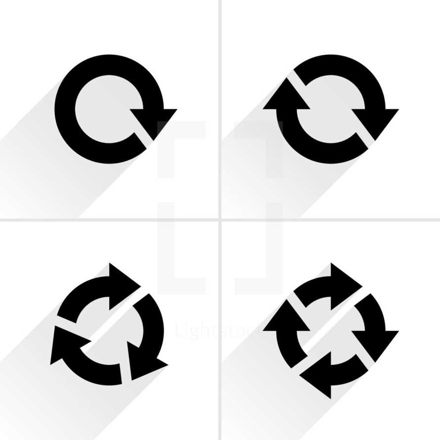 Reload icons, refresh arrow, rotation sign, cycle pictogram. Graphic element for design saved as an vector illustration in file format EPS