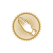 Church logo. Christian symbols. Praying hands.