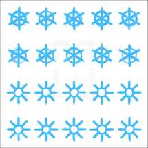Snowflakes set 02. Twenty different hand-drawn of a snow flakes drawn by bold brush stroke