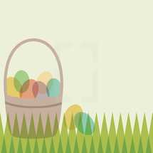 Easter basket, eggs, grass, icon