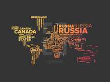 world map illustration made up of country names