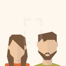 faceless man and woman illustration.