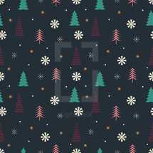 Christmas tree and snowflake pattern 