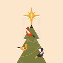 Christmas tree with birds 