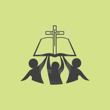 membership, bible, fellowship, people, silhouettes, cross, globe, icon, symbol