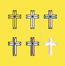 Set of 6 vector cross icons. Can be used together or separately.