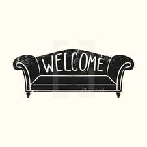 welcome on a couch