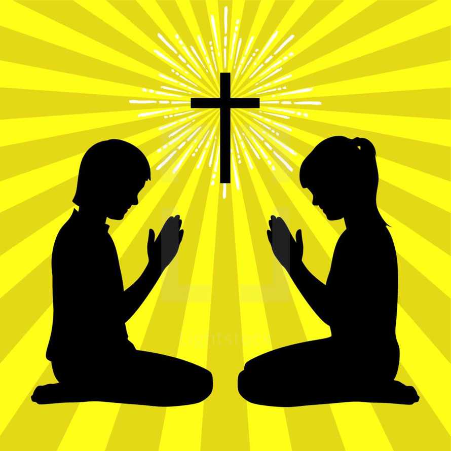 children kneeling in prayer 