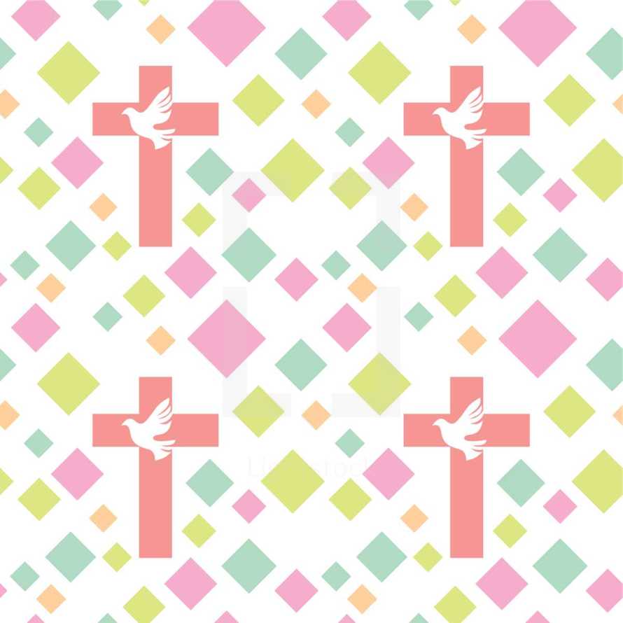 cross with dove pattern background 