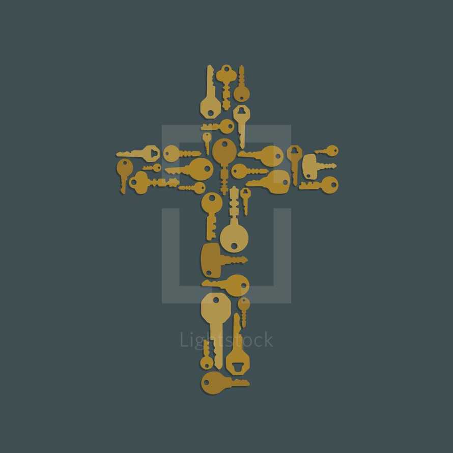keys in the shape of a cross 