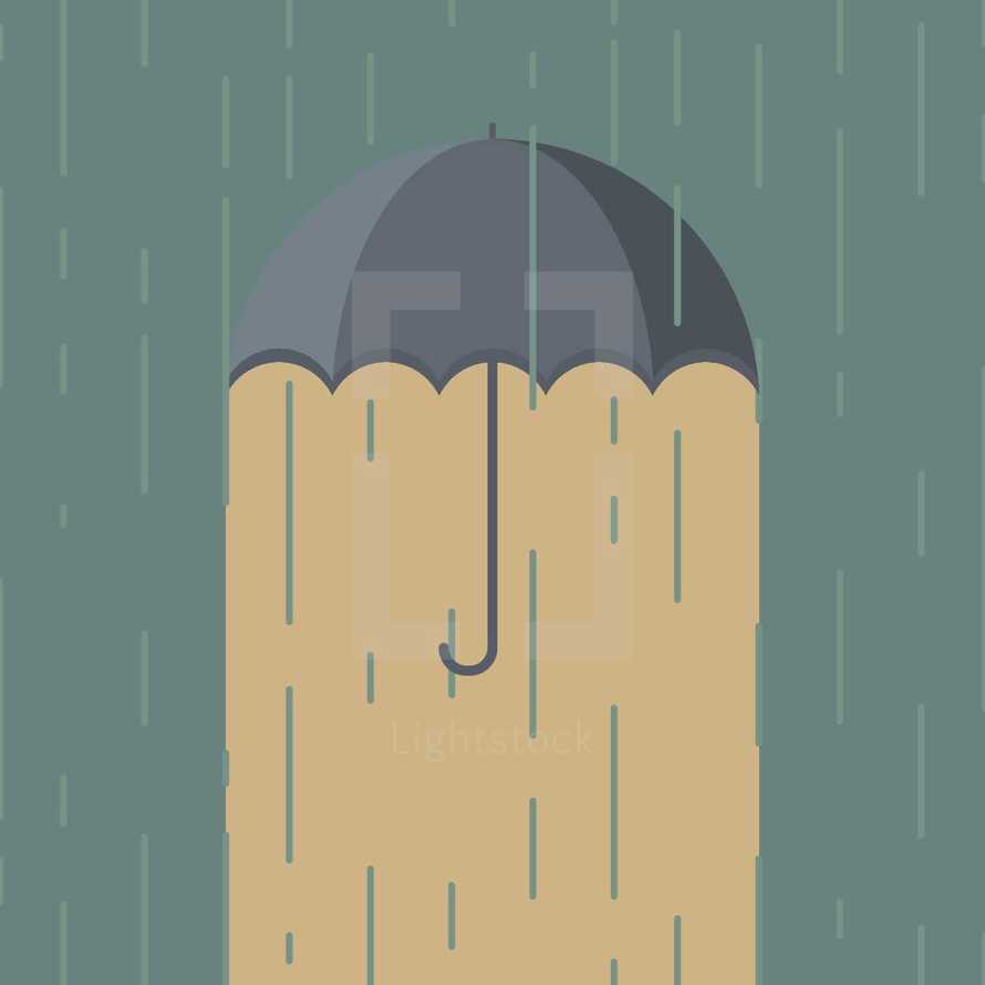 illustration of an umbrella protecting from the rain.
