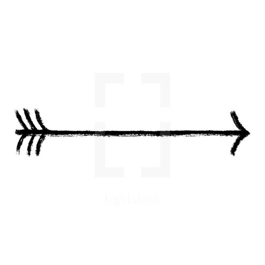 Arrow sign painted with a brush and black ink. Graphic element for design saved as an vector illustration in file format EPS