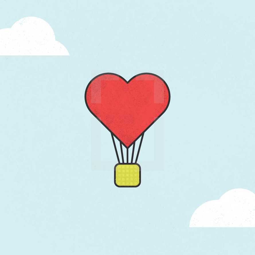 heart hot hair balloon illustration.