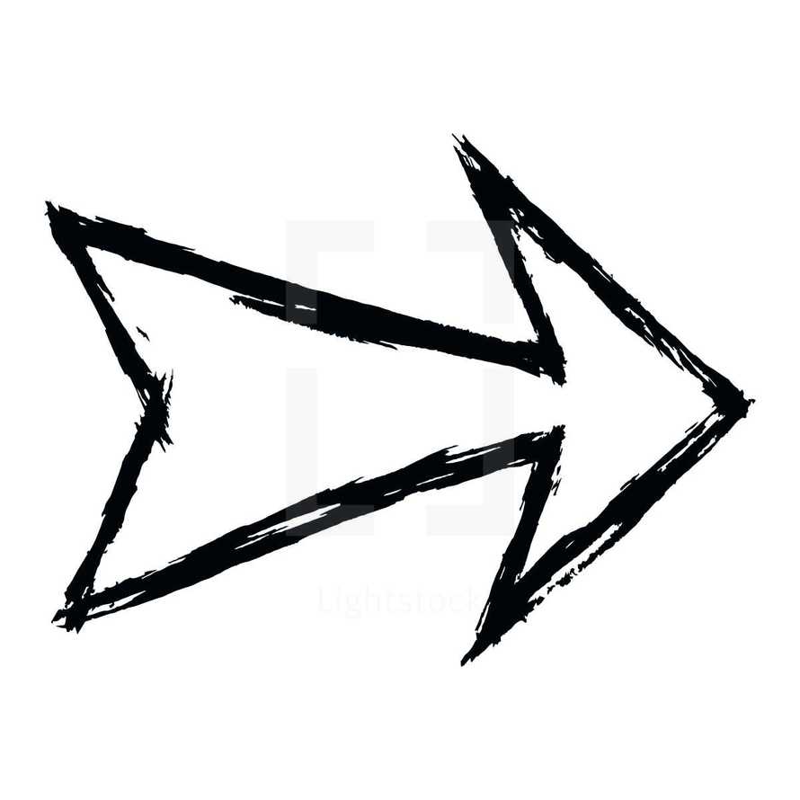 Arrow sign created with a brush and black ink. Graphic element for design saved as an vector illustration in file format EPS