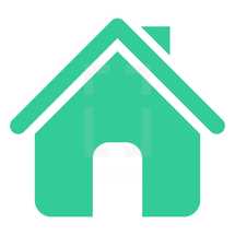 Home icon or House symbol created in trendy flat style. The graphic element saved as a vector illustration in the EPS file format for used in your design projects. The shape is in green color.