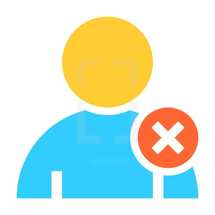 no friend add. Person user icon with delete symbol. Member sign. Avatar button. Man pictogram. Web internet icon created in trendy flat style. Quick and easy recolorable shape isolated on white background. The graphic element saved as a vector illustration in the EPS file format for used in your design projects. 