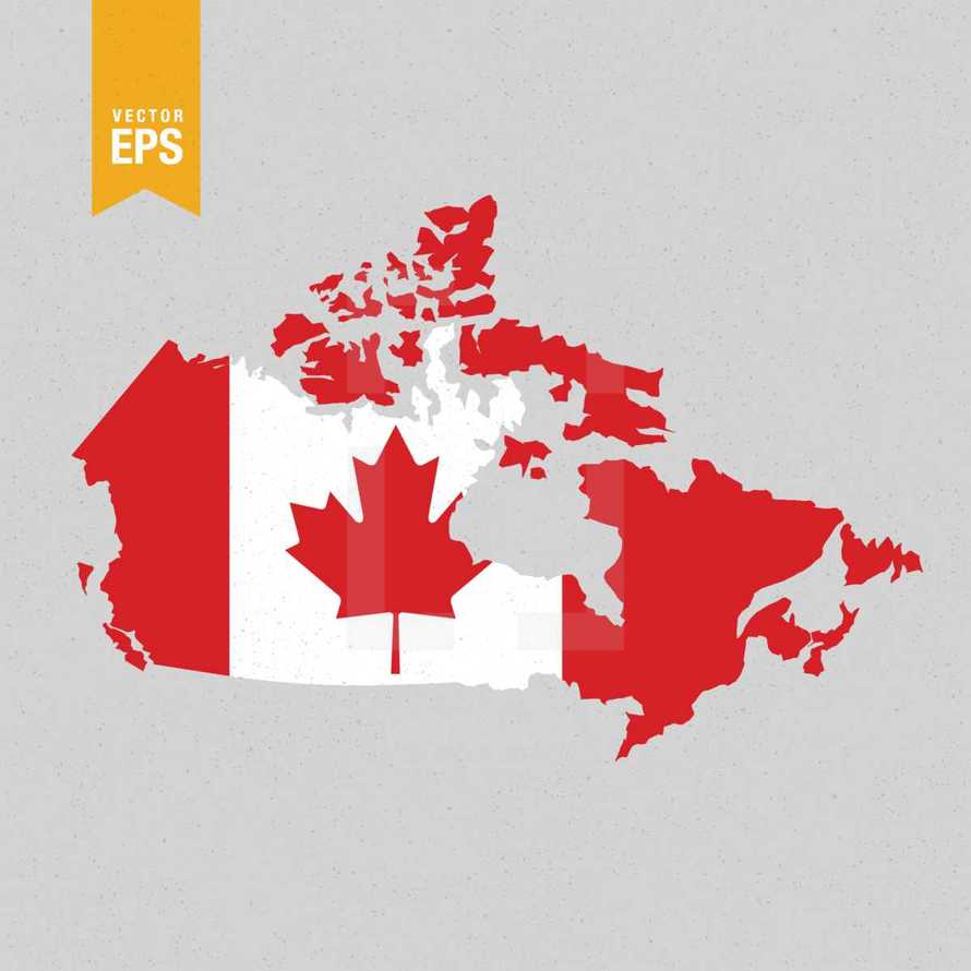 Canada map with flag 