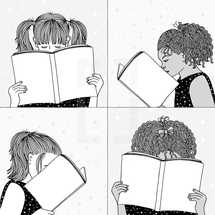 girls reading books 