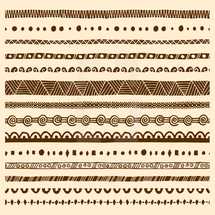 Vector set of hand drawn seamless borders made with ink. Freehand textures for fabric, polygraphy, web design.