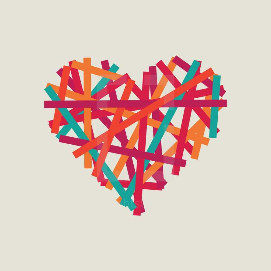 colorful abstract banded heart. 