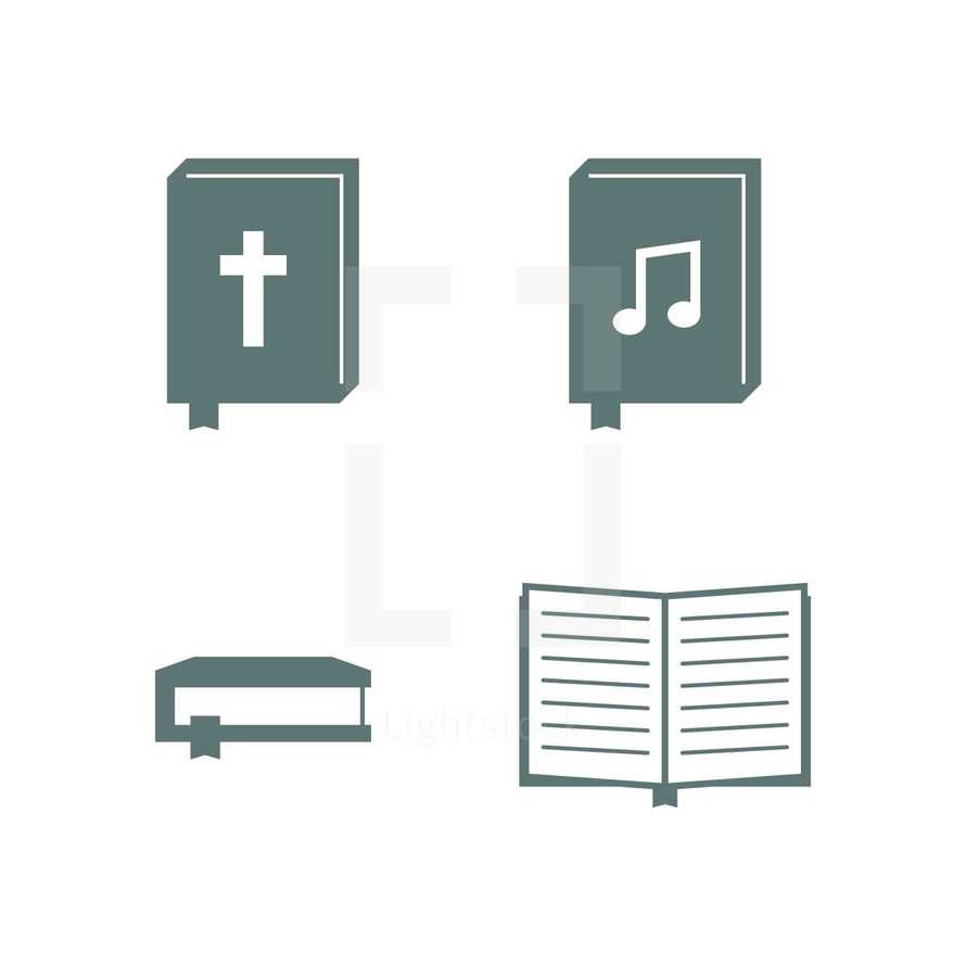 Bible and hymnal icons